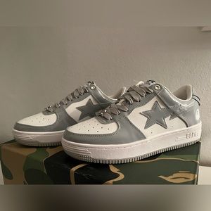 Brand New BAPE Silver and White Sneakers